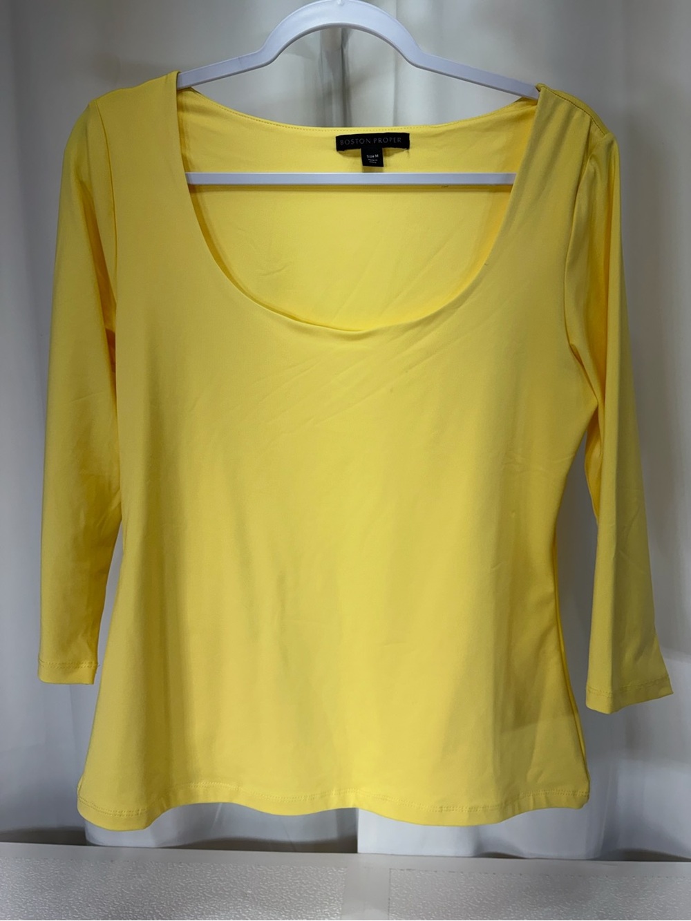 Boston Proper Bright Yellow Scoop Neck Long Sleeve Tee 4108